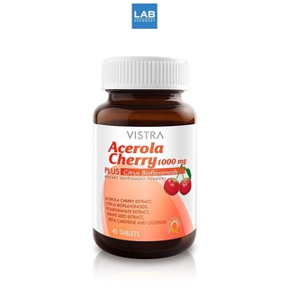 VISTRA-ACEROLA CHERRY 1000 MG. 45 Tablets - วิสทร้า อะเซโรลาเชอร์รี่ 1000 มก. 1 ขวด บรรจุ 45 เม็ด