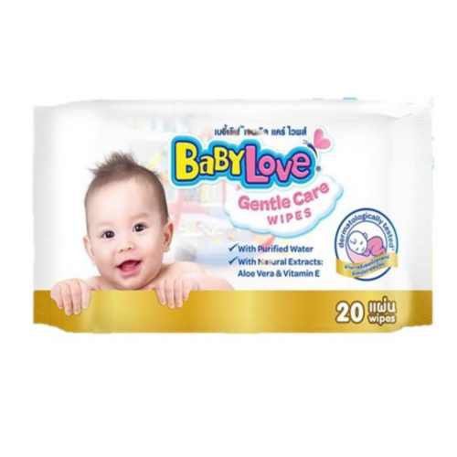 BabyLove Gentle Care Wipes (20 pcs) x 24 เบบี้เลิฟ เจนเทิล แคร์ ไวพส์ สูตรอ่อนโยนจากธรรมชาติ (20 แผ่