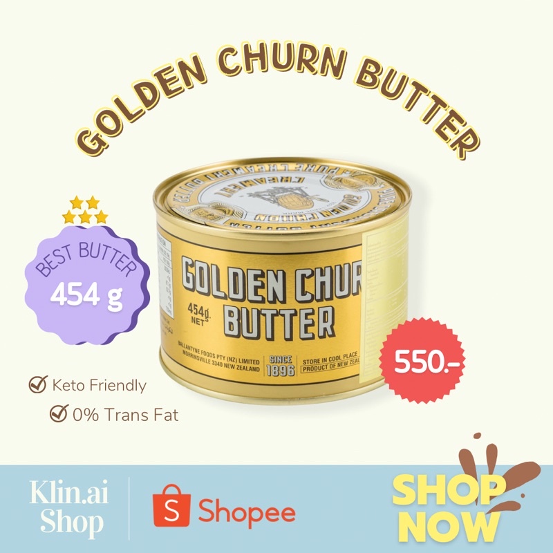 เนยถังทอง Golden Churn Butter เนยชนิดเค็ม (ขนาด 454 กรัม)