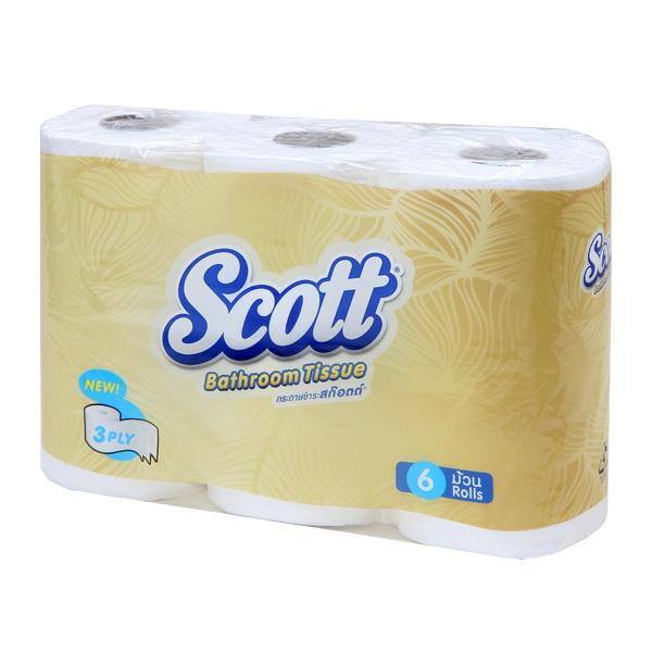 SCOTT SRT กระดาษชำระ หนา 3 ชั้น ยาว 17.67 เมตรบรรจุ 6 ม้วน/ห่อ