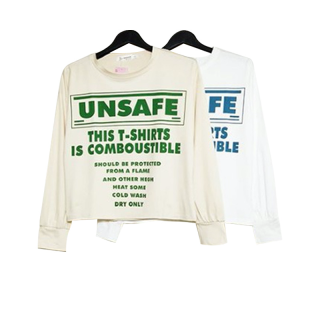 ☀Korean Style☀ เสื้อยืดแขนยาวจั๊ม คอกลม ทรงโอเวอร์ไซส์ ลาย UNSAFE