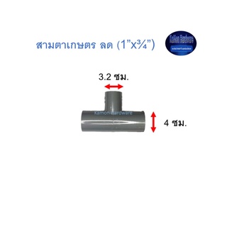 สามตาเกษตร ลด ท่อน้ำไทย (1”x¾”) Thai Pipe TS Reducing Tee For Agricultural Use เทา 1x3/4