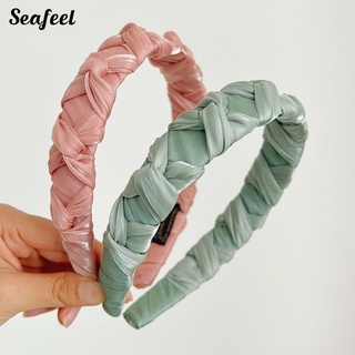 Seafeel_ ที่คาดผม ผ้าเรยอน แบบกว้าง ผูกปม เครื่องประดับ สําหรับผู้หญิง