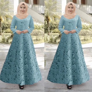 [รหัสสินค้า 7955] AURORA - DRESS GAMIS นําเข้า S M L XL XXL ชุดเดรสสั้น พรีเมี่ยม ผ้าลูกไม้ สีเขียวล้วน ไข่เค็ม ขาว สะอาด เทา ม่วง ม่วง น้ําเงิน เหลือง มัสตาร์ด น้ําตาลแดง Dusty PINK ช็อกโกแลตนม