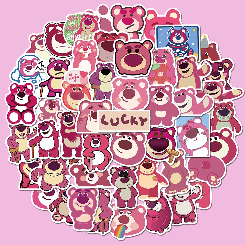 50ชิ้นน่ารักหมีสตรอเบอร์รี่การ์ตูนสติกเกอร์ทําเองสนุกบัญชีมือสติกเกอร์กีตาร์แล็ปท็อปสติกเกอร์กันน้ํา