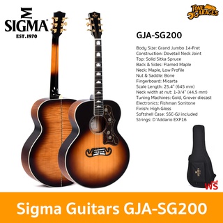 Sigma Guitars GJA-SG200 Grand Jumbo Acoustic Guitars กีต้าร์โปร่งไฟฟ้า กีต้าร์อคูสติกไฟฟ้า แกรนด์จัมโบ้ สี Sunburst