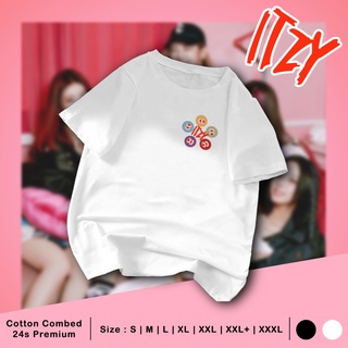 คอตต้อนคอกลมPretty Savage- เสื้อยืดโอเวอร์ไซซ์ พิมพ์ลายโลโก้ ItzyS-5XL