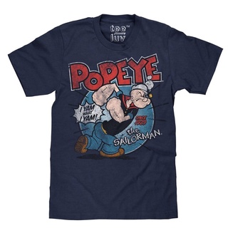 เสื้อยืดวินเทจเสื้อยืดแขนสั้น พิมพ์ลาย Popeye The Sailor สีน้ําเงิน สไตล์คลาสสิก ไม่ซ้ําใคร สําหรับผู้ชาย 996473S-4XL