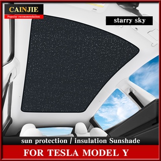 Tesla อุปกรณ์เสริมFor Tesla Model Y 2022 Accessories Shade Net Roof Skylight Shades rotector Sunshade Car Sun Visor Sun