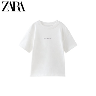 เสื้อยืดผ้าฝ้ายพิมพ์ลาย Zara ใหม่ เสื้อยืดแขนสั้น พิมพ์ลาย สําหรับผู้ชาย และผู้หญิง 1716671 251