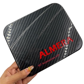 almera อัลเมร่า ปี2011-2019 ครอบฝาถัง ลายแคฟล่าโลโก้แดง