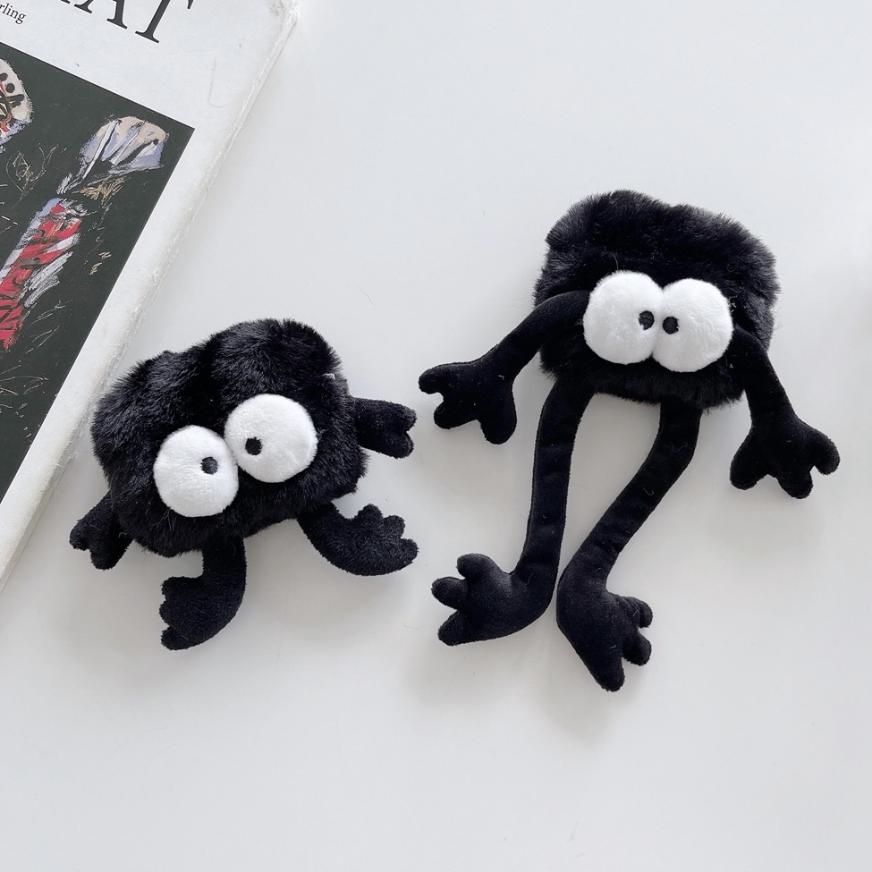 Airpods 4 กรณี PLush ลูกบอลถ่านหินสีดําน่ารักสําหรับ airpods pro gen 2 1 2 3 pro ชุดหูฟังบลูทูธไร้สายฝาครอบป้องกัน
