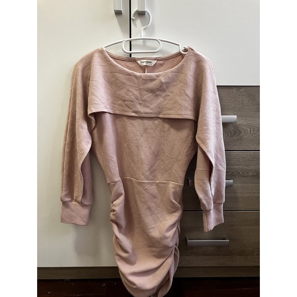 เดรสเข้ารูปงานป้าย chushop สีชมพูนู้ด ใส่แล้วดูแพงมาก 130฿