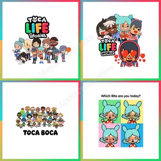 แผ่นสติกเกอร์ ลายการ์ตูน Toca Life: World Heat Transfer ซักทําความสะอาดได้ สําหรับตกแต่งเสื้อผ้า DIY