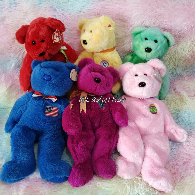 💥 ของสะสม TY 💥 หมีทีวาย 13 นิ้ว Set 3 Beanie Baby ตุ๊กตาหมี ตุ๊กตา Ty ผ้าขน วินเทจ teddy bear