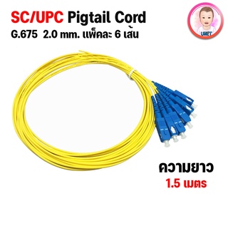 สายไฟเบอร์ออฟติกพิกเทล (Pigtail) 1 Core ชนิดหัว SC/UPC จำนวน 6 เส้น