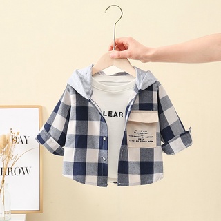 เสื้อเชิ้ตเด็ก แฟชั่น ลายสก็อต งานเท่เท่ มาใหม่ YF0508