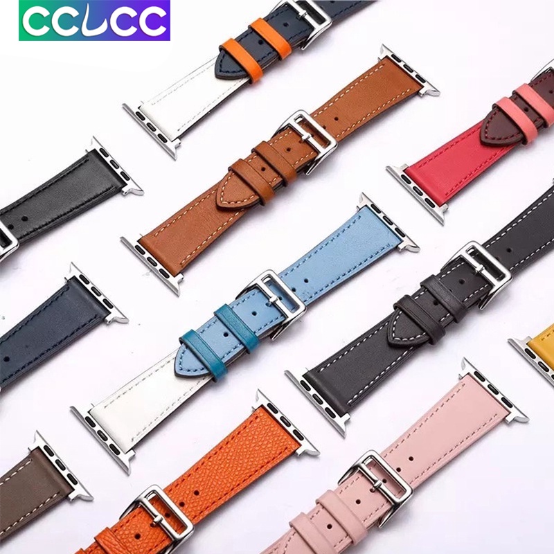 Cclcc สายนาฬิกาข้อมือหนังวัวแท้ 100% สําหรับ Apple Watch 7 6 SE 5 4 42 มม. 38 มม. 44 มม. 40 มม. iwatch 41 มม. 45 มม.