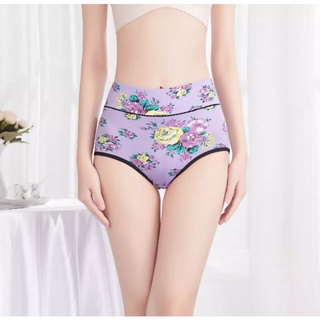 8.22.6 ส่งฟรี กางเกงชั้นใน สำหรับผู้หญิง เอวสูง ผ้านุ่ม ลายดอกไม้ สีม่วง Size L เอว 24"-28"