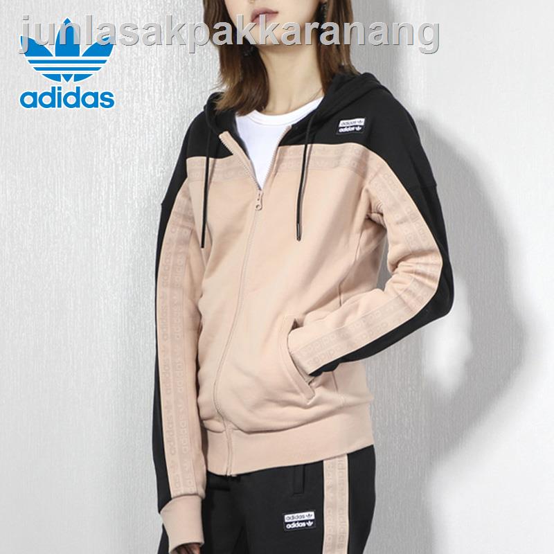 ◎◐✁Genuine Adidas Clover Jacket Women s Autumn 2020 New Hooded Color Block Sports Casual Jacket FI1479