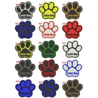 ป้ายชื่อน้องหมา อาร์มปักป้ายน้องหมา Custom Dog Name Paw (Black) Embroidered Sew On Patch