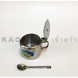 โถแสตนเลสใส่น้ำตาล พร้อมช้อนเล็ก by KAOKRUA เข้าครัว