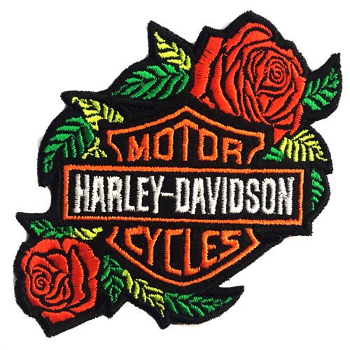อาร์มรีดติดเสื้อ ลาย HARLEY ดอกกุหลาบ อาร์มติดเสื้อฮาเล่ย์ลายดอกกุหลาบ P7Aa52-0096
