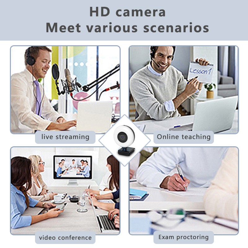 2K Webcam HD live Web Camera For Computer PC Laptop Video Meeting Class webcam With Microphone 360 Degree Adjust Usb #8