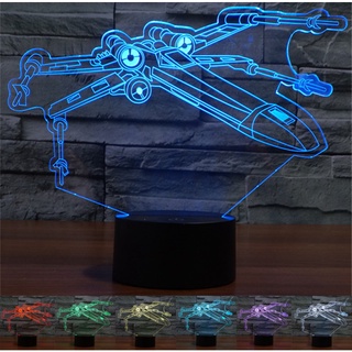 โคมไฟตั้งโต๊ะอะคริลิค LED ไล่โทนสี ลาย Star Wars X-Wing 7 สี สําหรับตกแต่งบ้าน