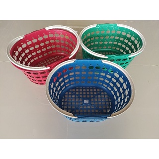ตะกร้าตลาดวงรีสีเข้ม ขนาด 32*41 ซม. คละสี