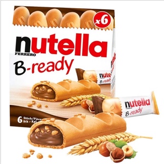 NUTELLA FERRERO B-READY 1กช่อง6ชิ้น (เวเฟอร์สอดไส้ช็อกโกแลตฮาเซลนัท)