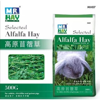 MH07+++Mr.Hay Selected Alfalfa Hay ขนาด 500g หญ้าอัลฟาฟ่าคัดพิเศษ เกรดพรีเมี่ยม สำหรับกระต่าย ชินชิล่า แก๊สบี้