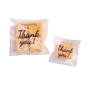 [🚛ส่งไว ส่งทุกวัน💨] ลายพิเศษ! ถุงฝากาว 2 ขนาด 7x7cm และ 10x10cm ลาย Thank you บรรจุ 95-100 ใบ
