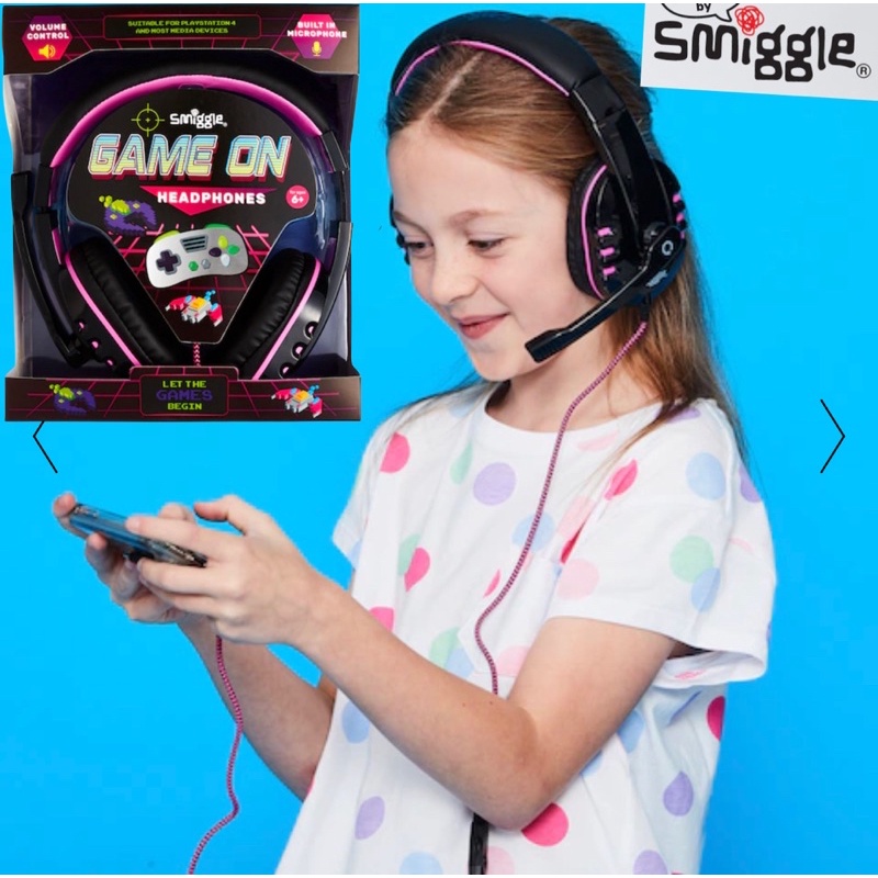 ของแท้❤️smiggle สมิกเกอร์ หูฟังเด็ก headphone :game on มีไมค์ หูฟังsmiggle พร้อมส่ง