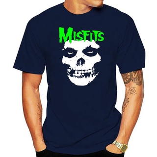 เสื้อยืด พิมพ์ลายหัวกะโหลก Misfits Rock Green Lettering สีขาว สไตล์วินเทจ ไซซ์ S - 5XLสามารถปรับแต่งได้