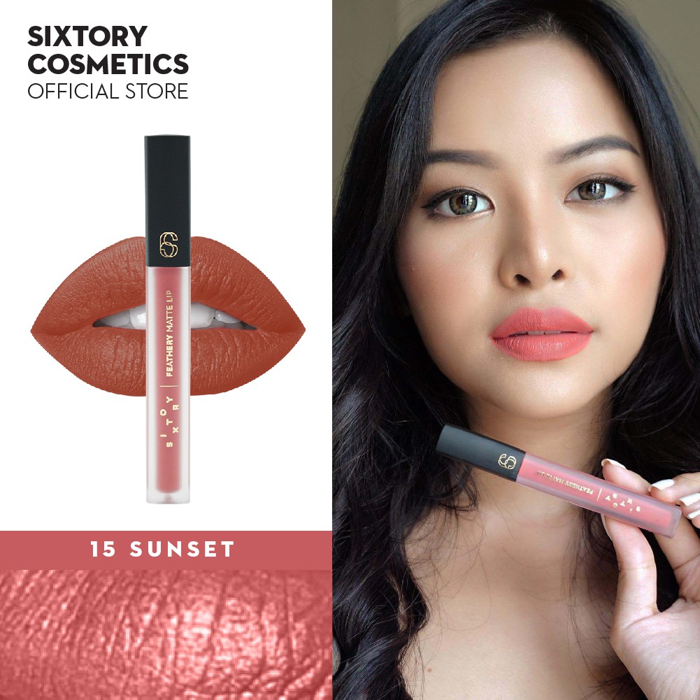 15 Sunset SIXTORY Feathery matte lip ลิปจิ้มจุ่มเนื้อแมท เบาสบายปากเหมือนไม่ได้ทา สีชัด ติดทน ลิปสติ