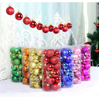 Christmas Tree Decoration Balls 6 cm-24 Balls ลูกบอลตกแต่งต้นคริสมาส ลูกบอลประดับต้นคริสมาส ของตกแต่งต้นคริสมาส คริสมาส