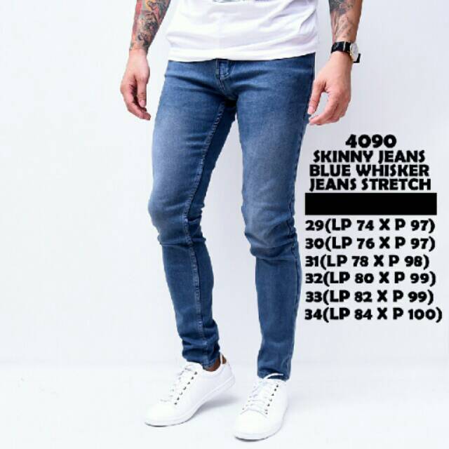 LAwears 4090 Super Skinny Jeans Blue Whisker (Size 27-38)