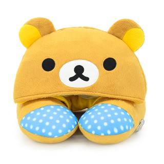 Rilakkuma ลิขสิทธิ์แท้ หมอนรองคอ Rilakkuma : แบบมีฮู้ด