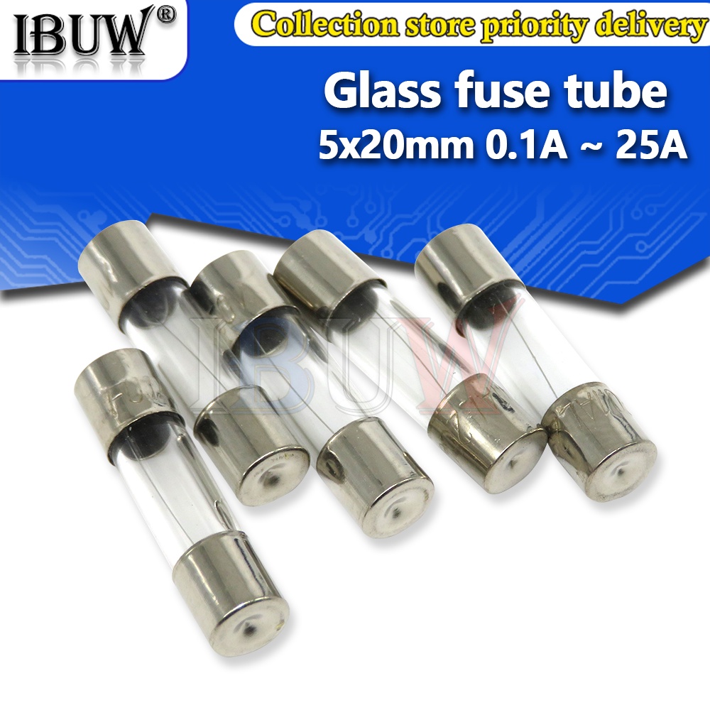 ฟิวส์หลอดแก้ว 250V 0.1A ~ 25A 5*20 5*20 0.2A 0.25A 0.3A 1A 1.25A 2A 2.5A 3A 3.15A 4A 5A 6A 6.3A 5x20 10 ชิ้น ต่อชุด