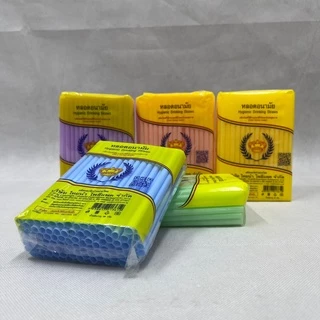 หลอดสั้น หลอดยาว อนามัย ตรามงกุฎ คละสี (1-10 ห่อ/แพ็ค)