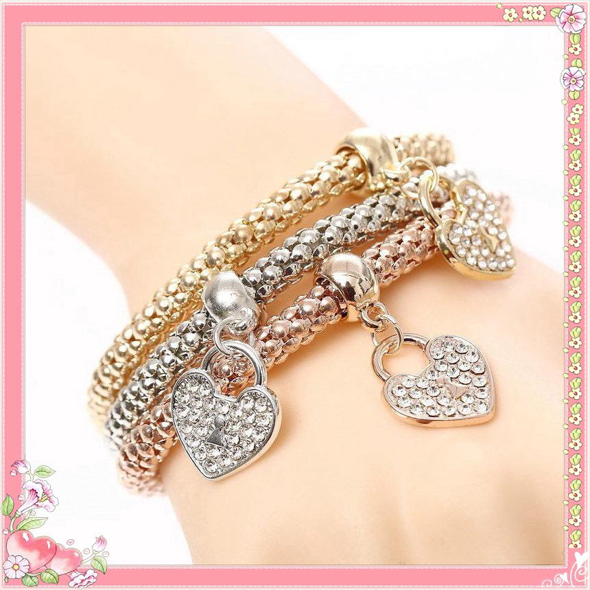 【 marvelousworld 】 สร้อยข้อมือกำไลข้อมือ Gold Silver Rose Gold 3 ชิ้น