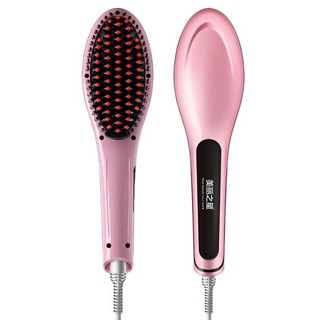 เครื่องหนีบผม ที่หนีบผม เครื่องรีดผม Wonder Brush แปรงหวีผมตรง อัตโนมัติ พร้อมจอ LCD (Pink)