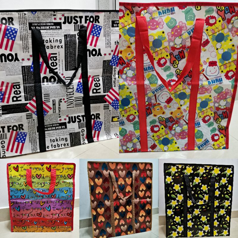 Beg Guni Berzip Laundry Bag Recycle Bag(Random )