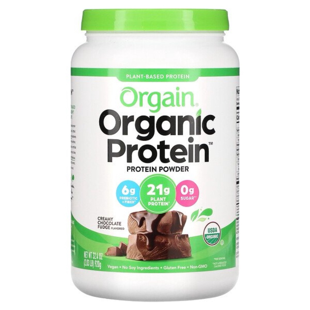 พร้อมส่ง ​Orgain, Organic Protein Powder, Plant Based, Creamy Chocolate Fudge, 2.03 lbs (920 g)
