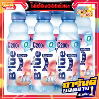 บลู น้ำผสมวิตามินบี+ซี กลิ่นพีช 500 มล. x 6 ขวด Blue Vitamin B+C Water Peach Flavour 500 ml x 6 Bottles