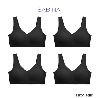 Sabina ซาบีน่า เสื้อชั้นใน (ไม่มีโครง) (Set 4 ชิ้น) รุ่น Seamless Fit รหัส SBXK119BK สีดำ