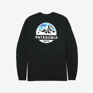 เสื้อยืดลําลองสําหรับผู้ชายผ้าฝ้ายแขนยาวลาย Patagonia Fitz Roy Scope