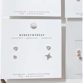 Winterwinter Jewelry Silver925 : เครื่องประดับเงินแท้ เงินแท้925 ต่างหูเซต ต่างหูหัวใจ/ดาว/ประดับเพชร เล็กน่ารัก