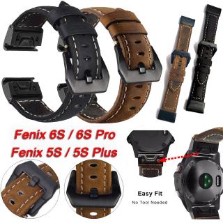 สายนาฬิกาข้อมือหนังวัวแท้สําหรับ garmin fenix 6s pro 5s plus